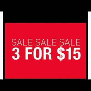 3 items marked 3 for $15